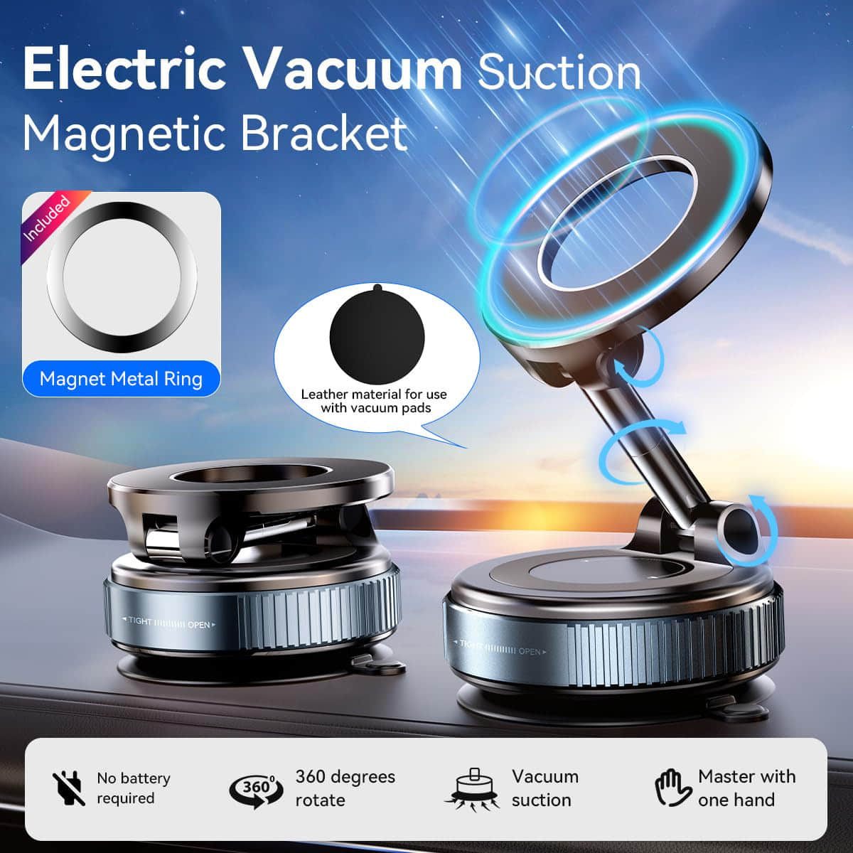 Premium 360° Rotating Vacuum Suction Magnetic Phone Holder
