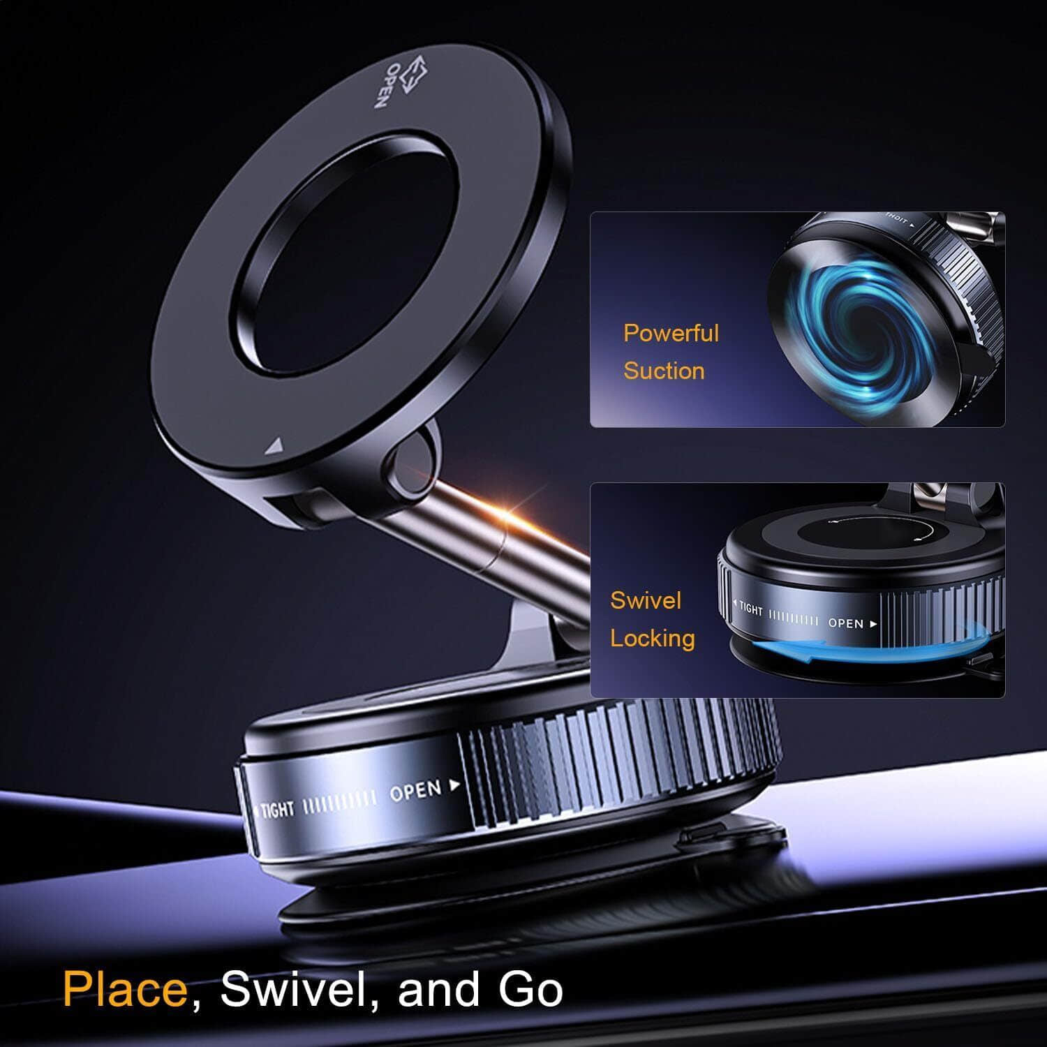 Premium 360° Rotating Vacuum Suction Magnetic Phone Holder