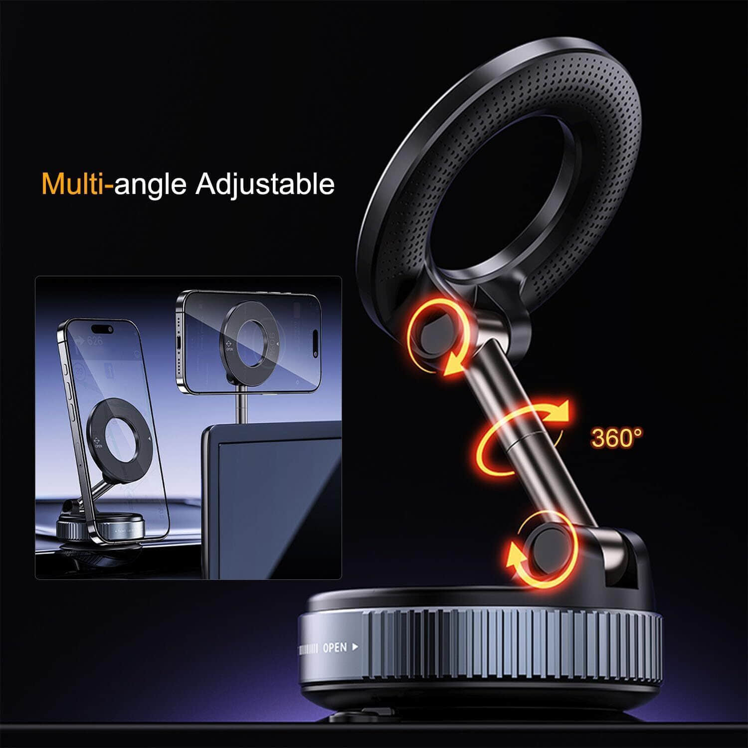 Premium 360° Rotating Vacuum Suction Magnetic Phone Holder