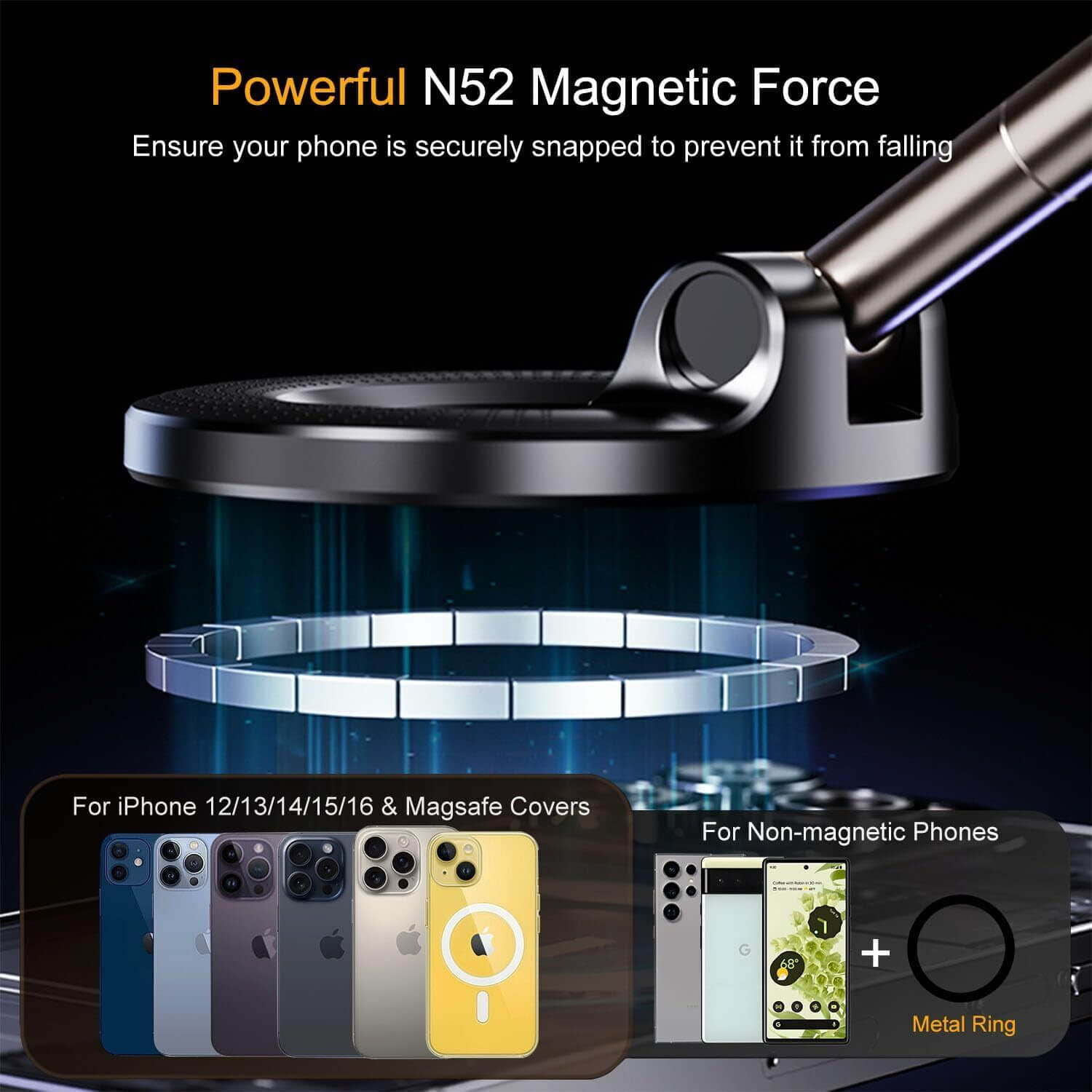 Premium 360° Rotating Vacuum Suction Magnetic Phone Holder