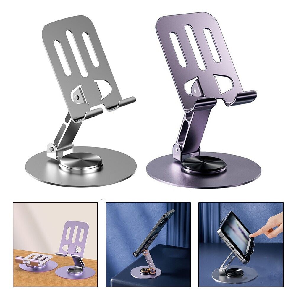 Premium Aluminum Desktop Phone & Tablet Stand with 360° Swivel Base