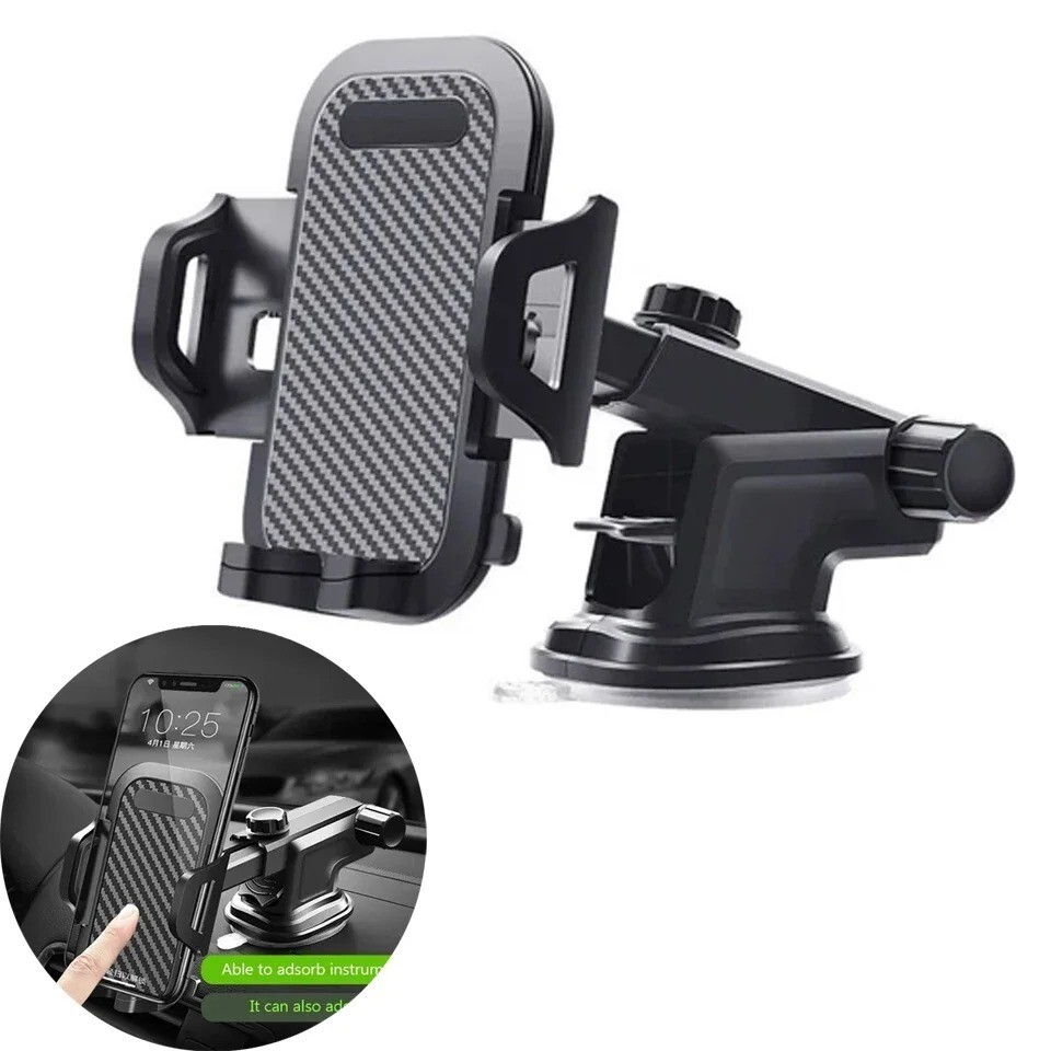 Universal Car Phone Holder with Suction Mount for Dashboard & Windshield 