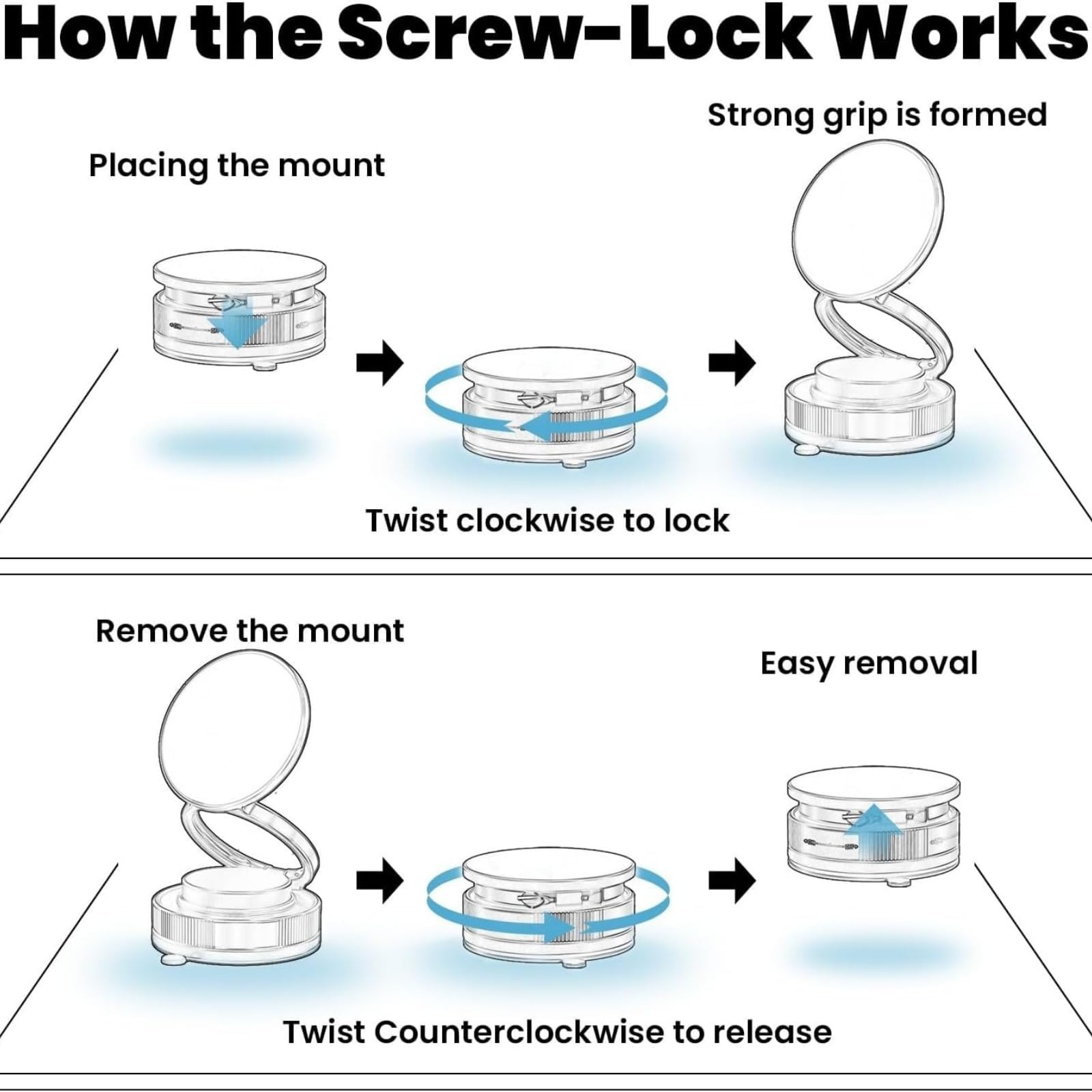 Vacuum Magnetic Phone Holder Twist-Lock Suction Foldable Ring Stand Car Mount