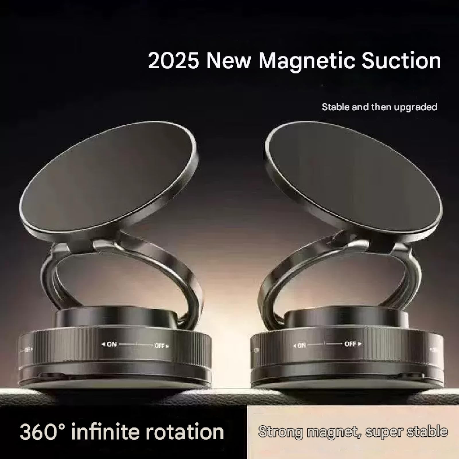 Vacuum Magnetic Phone Holder Twist-Lock Suction Foldable Ring Stand Car Mount