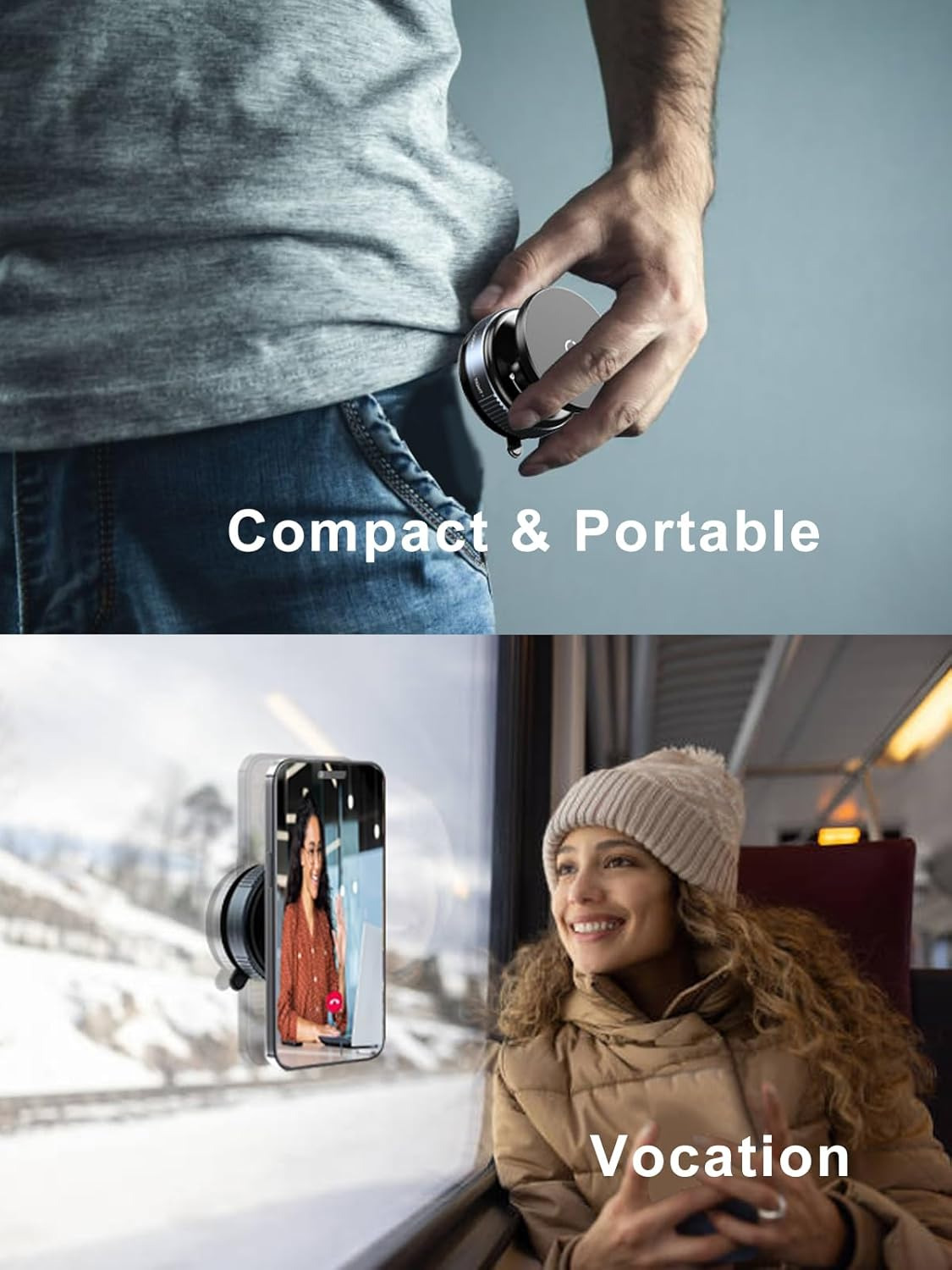 Magnetic Vacuum Phone Mount with Twist-Lock Suction 360° Rotation