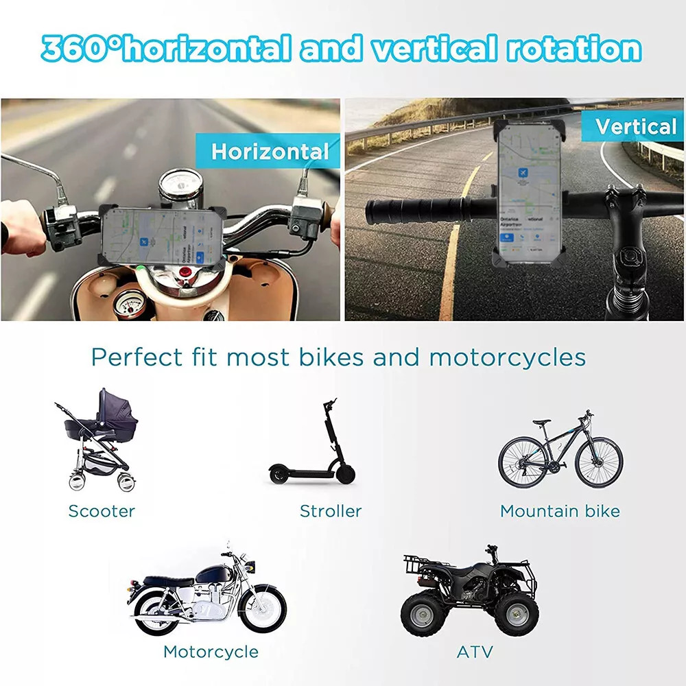 Secure 4-Claw Bike Phone Holder Anti-Shake Shockproof Handlebar Mount with 360° Rotation