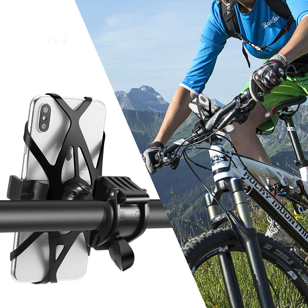 Universal Silicone Bike Phone Mount  Rotating Secure Strap Handlebar Holder for Bicycle Motorcyce