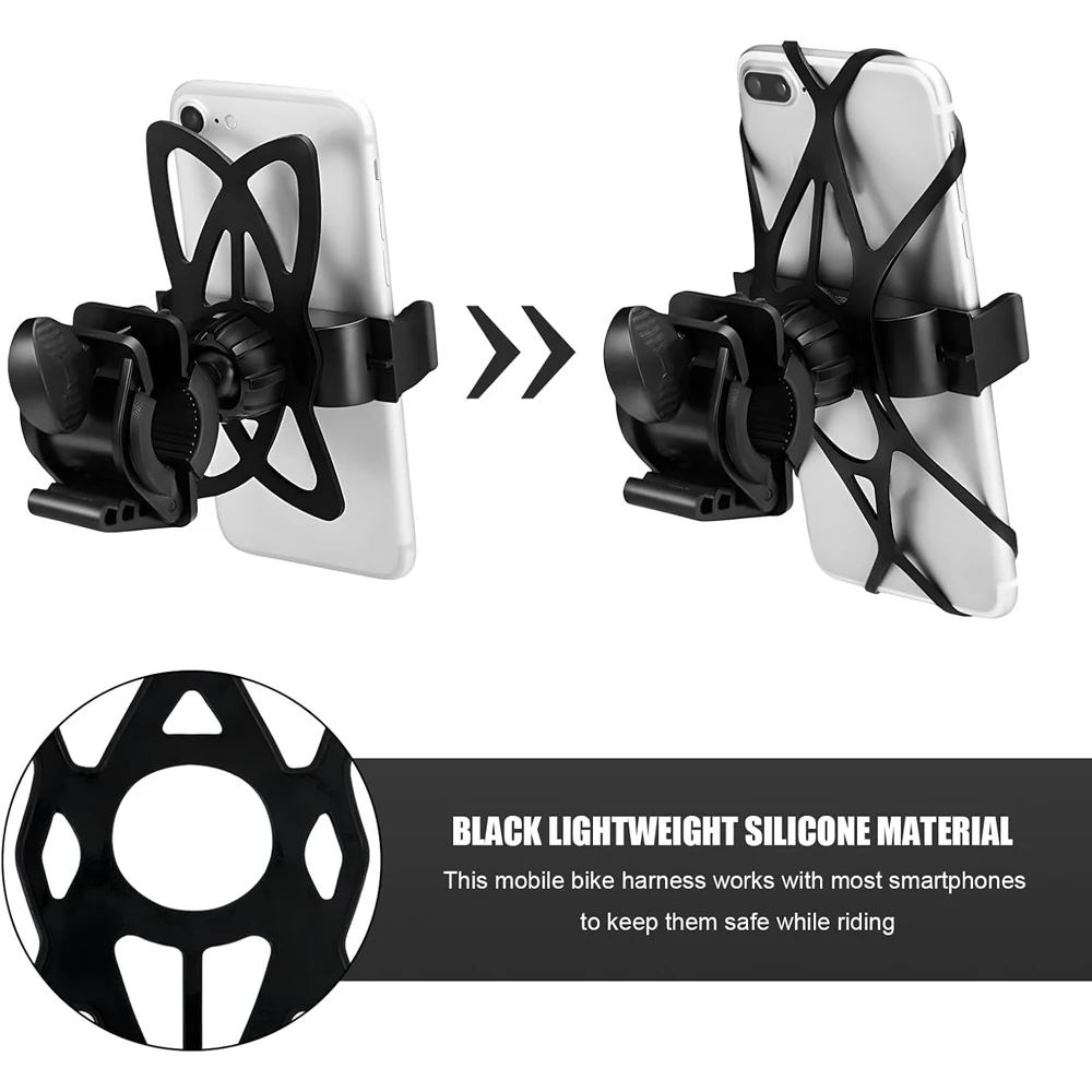 Universal Silicone Bike Phone Mount  Rotating Secure Strap Handlebar Holder for Bicycle Motorcyce