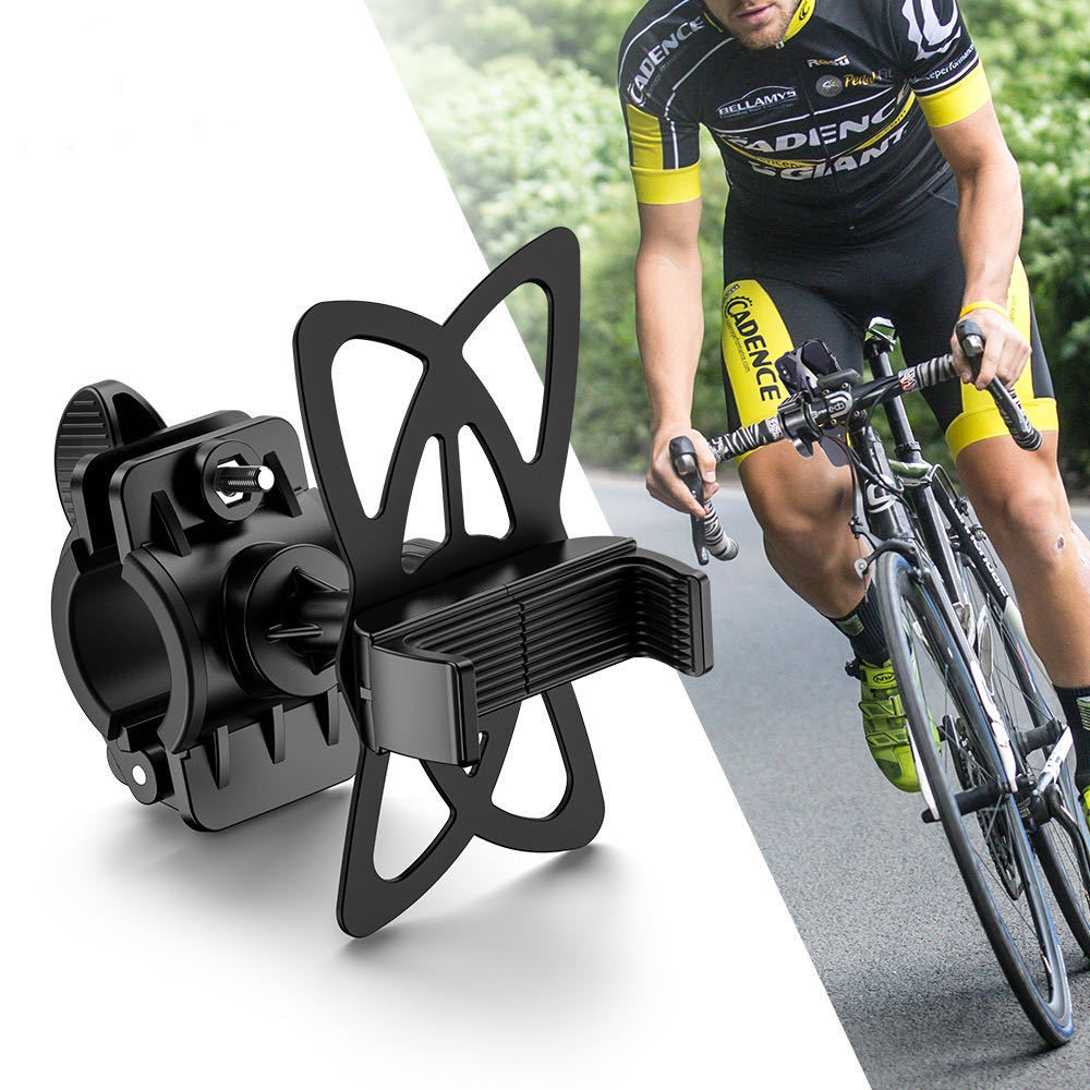 Universal Silicone Bike Phone Mount  Rotating Secure Strap Handlebar Holder for Bicycle Motorcyce