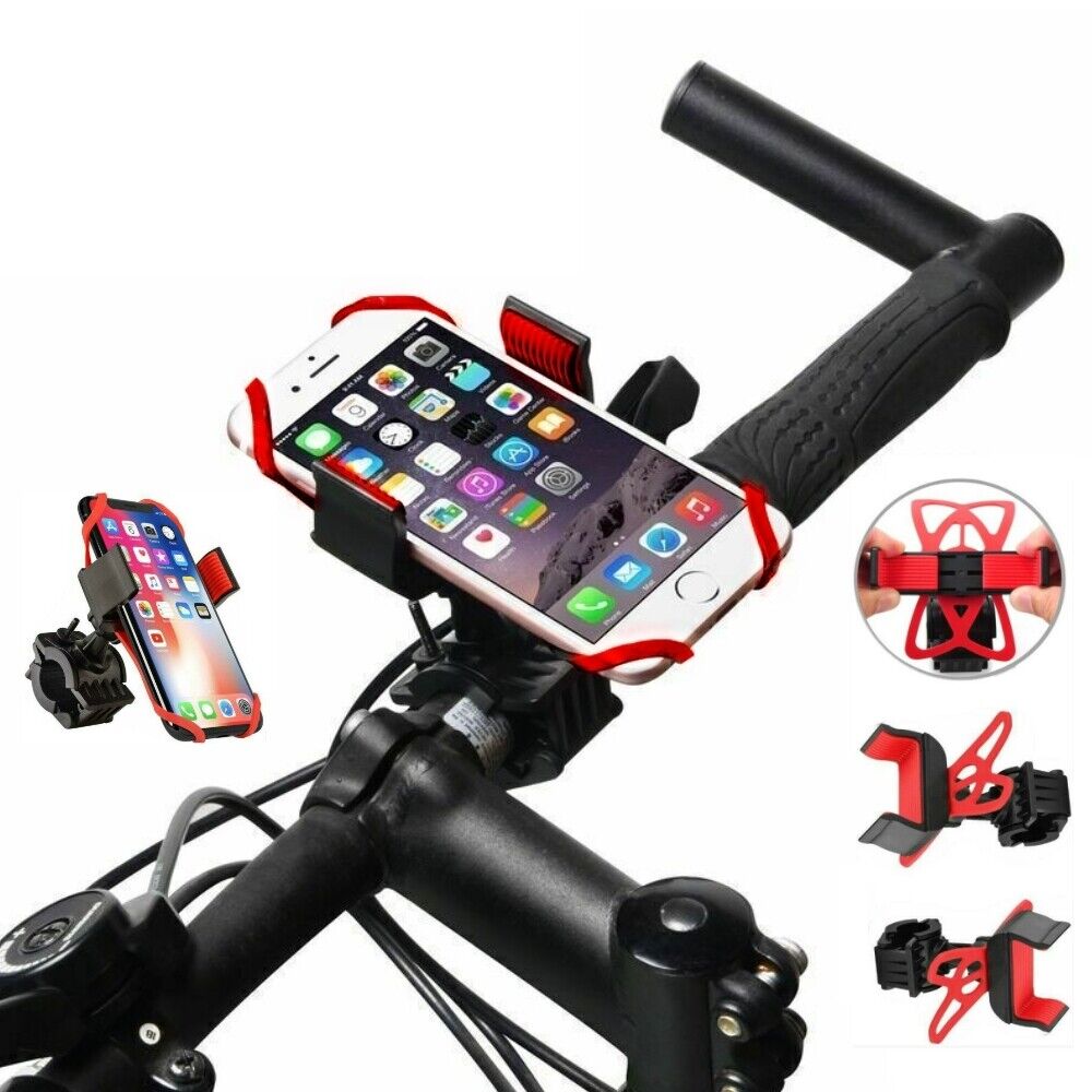 Universal Silicone Bike Phone Mount  Rotating Secure Strap Handlebar Holder for Bicycle Motorcyce
