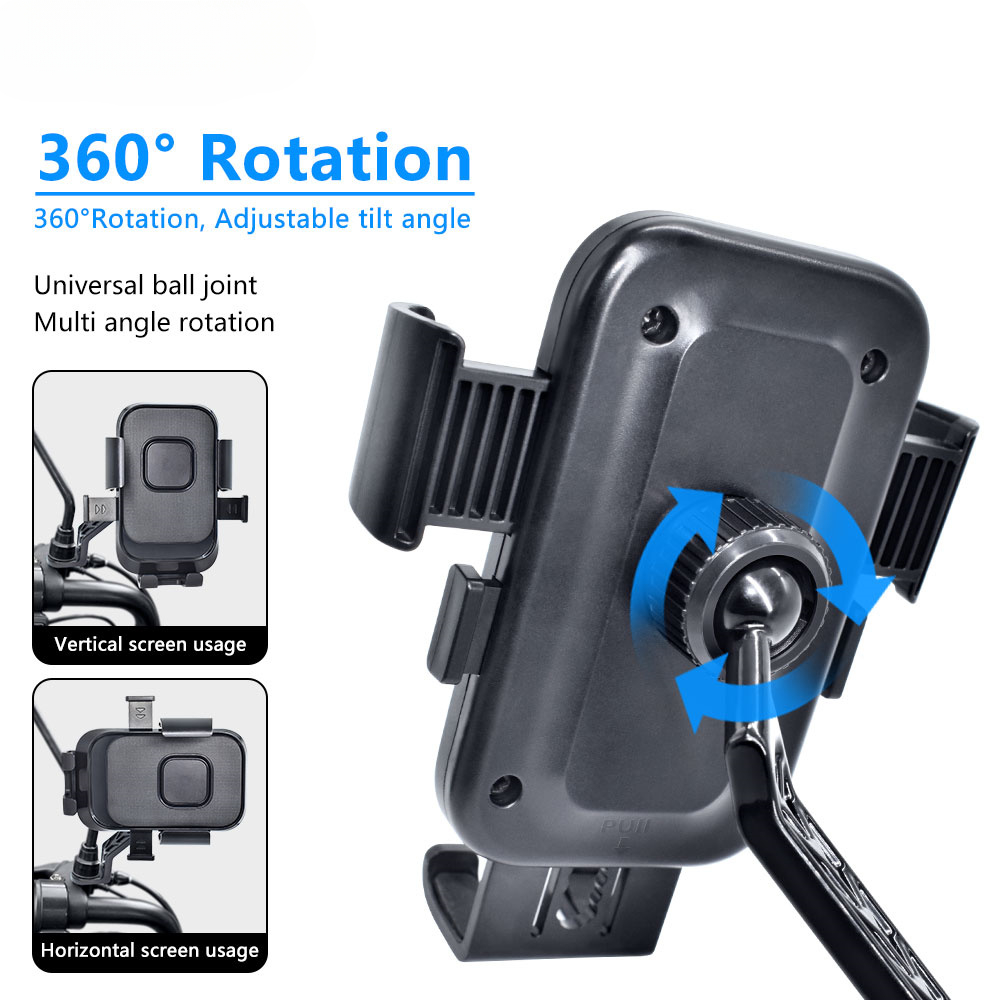 Motorcycle Phone Mount with One-Button Lock  Anti-Shake Bike Holder