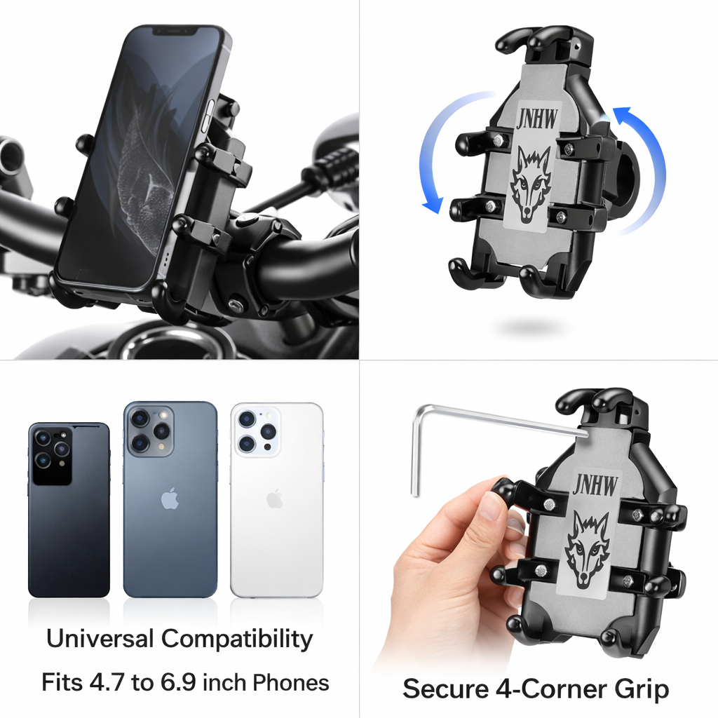 Shockproof Motorcycle Bike Phone Mount 8-Claw Anti-Drop Handlebar Holder