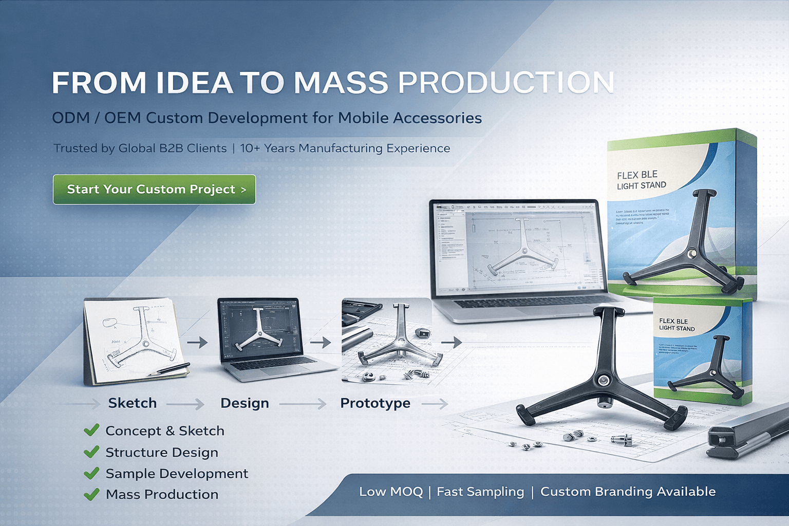 ODM Tripod Phone Holder Case Study  Custom Product Development & Mass Production