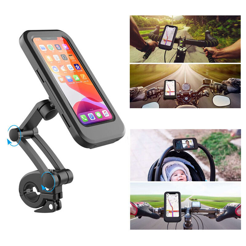 Waterproof Motorcycle Phone Holder with Touch Screen  Bike Handlebar Mount Case