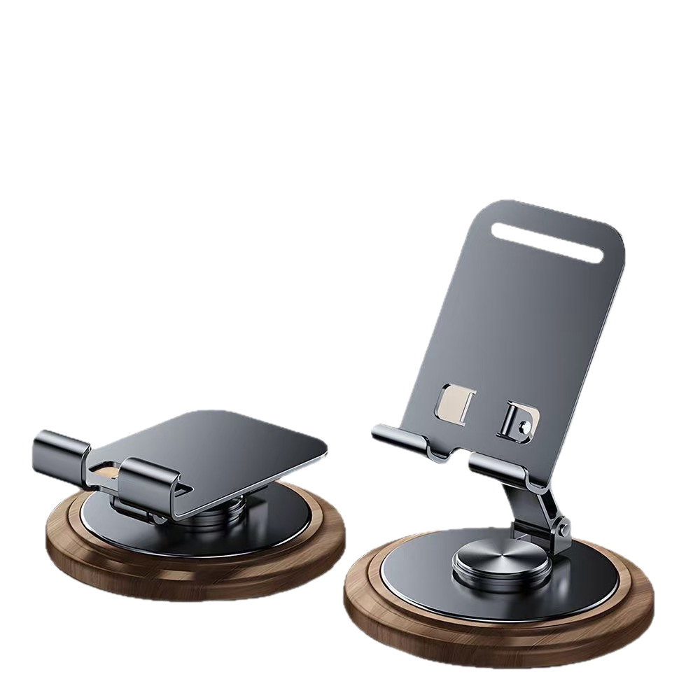 Premium Metal Phone Stand with Wooden Base