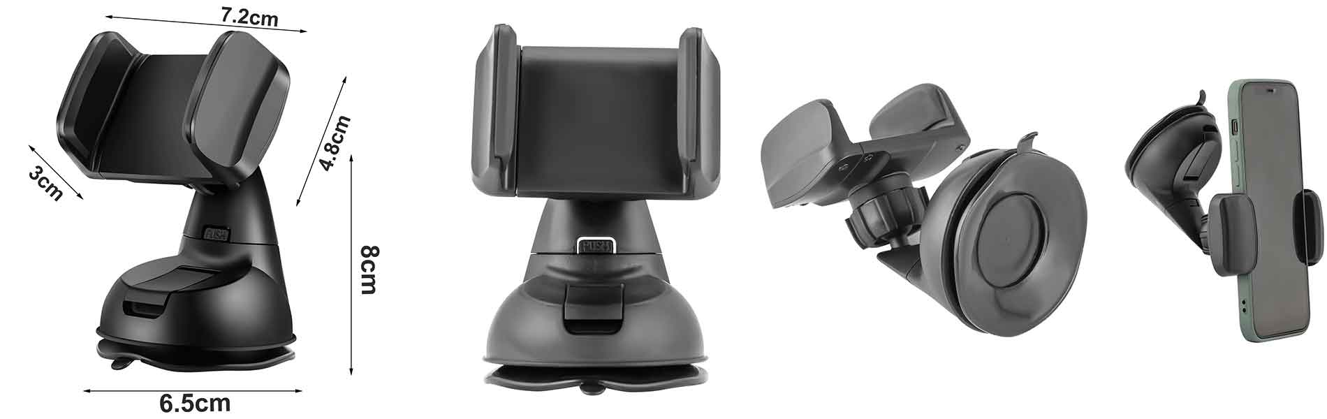 Universal Car Phone Mount with Strong Suction Dashboard & Windshield Holder