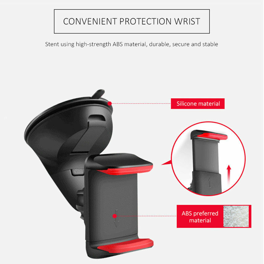 Universal Car Phone Mount with Strong Suction Dashboard & Windshield Holder