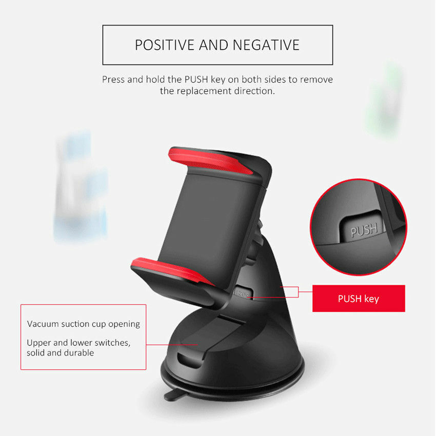 Universal Car Phone Mount with Strong Suction Dashboard & Windshield Holder