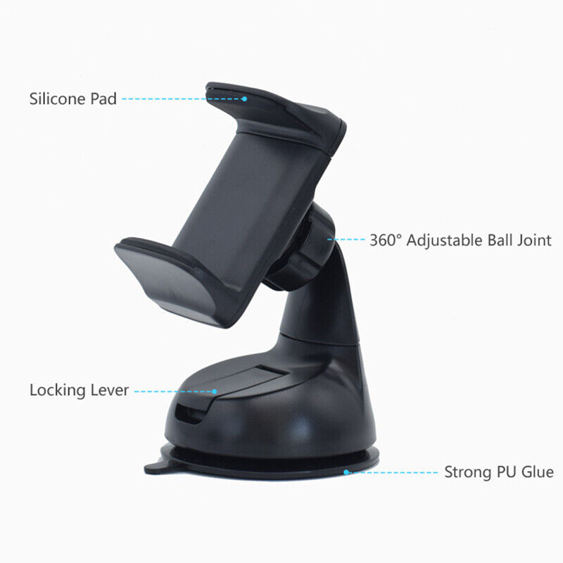 Universal Car Phone Mount with Strong Suction Dashboard & Windshield Holder