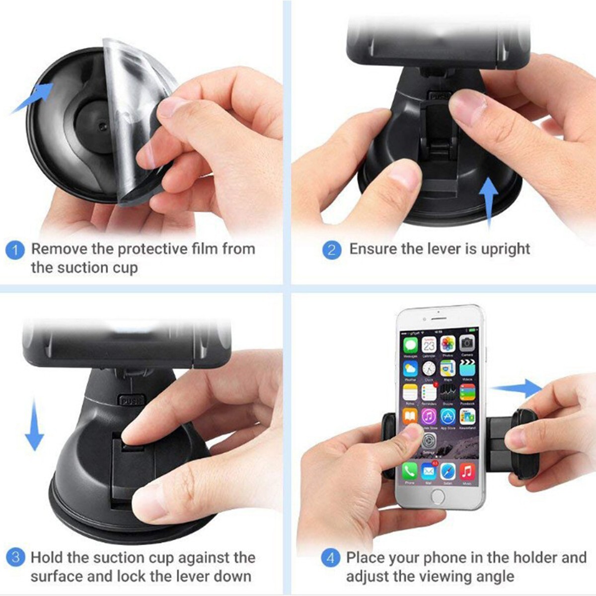 Universal Car Phone Mount with Strong Suction Dashboard & Windshield Holder