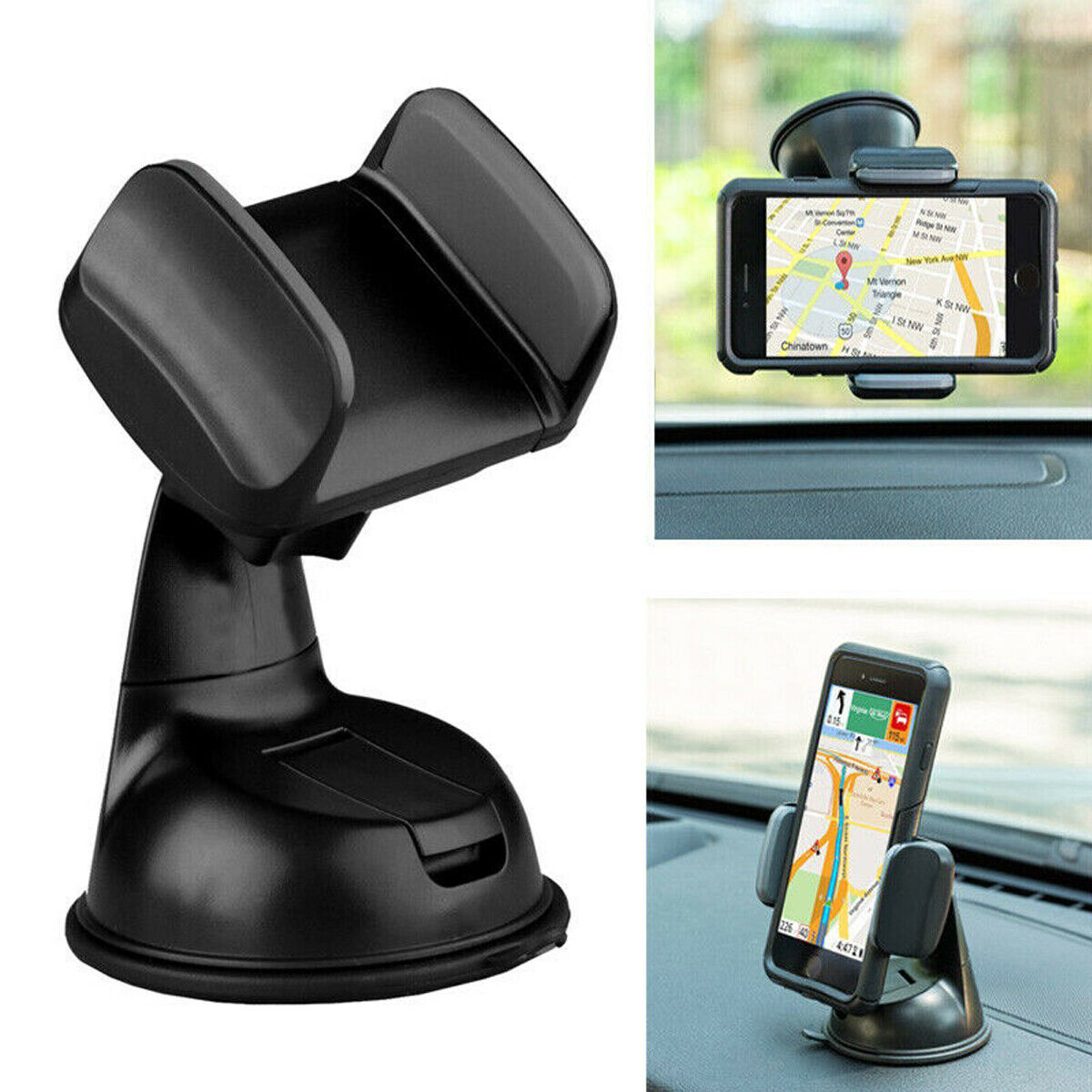 Universal Car Phone Mount with Strong Suction Dashboard & Windshield Holder