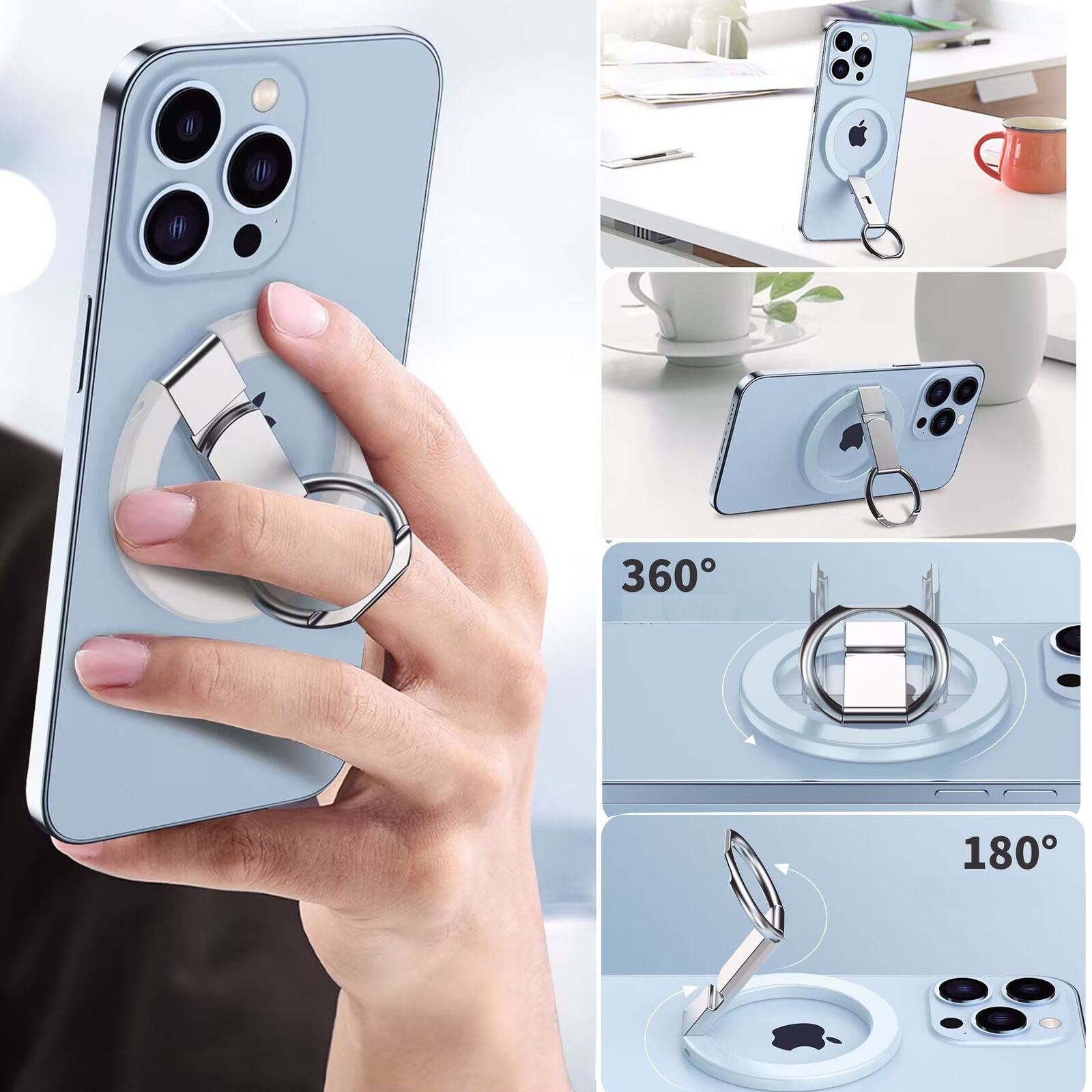 Foldable Magnetic Phone Grip Ring Stand Holder & Kickstand for MagSafe