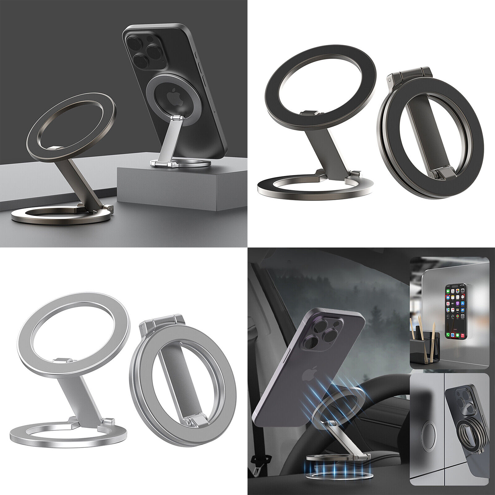 Foldable Dual-Sided Magnetic Phone Ring Stand