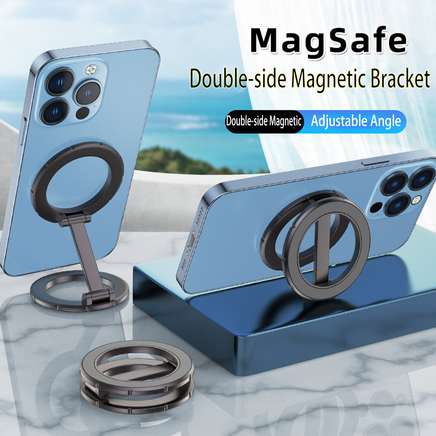 Foldable Dual-Sided Magnetic Phone Ring Stand