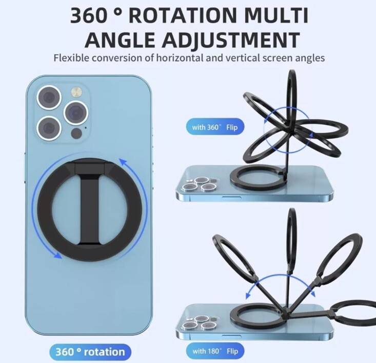 Foldable Dual-Sided Magnetic Phone Ring Stand