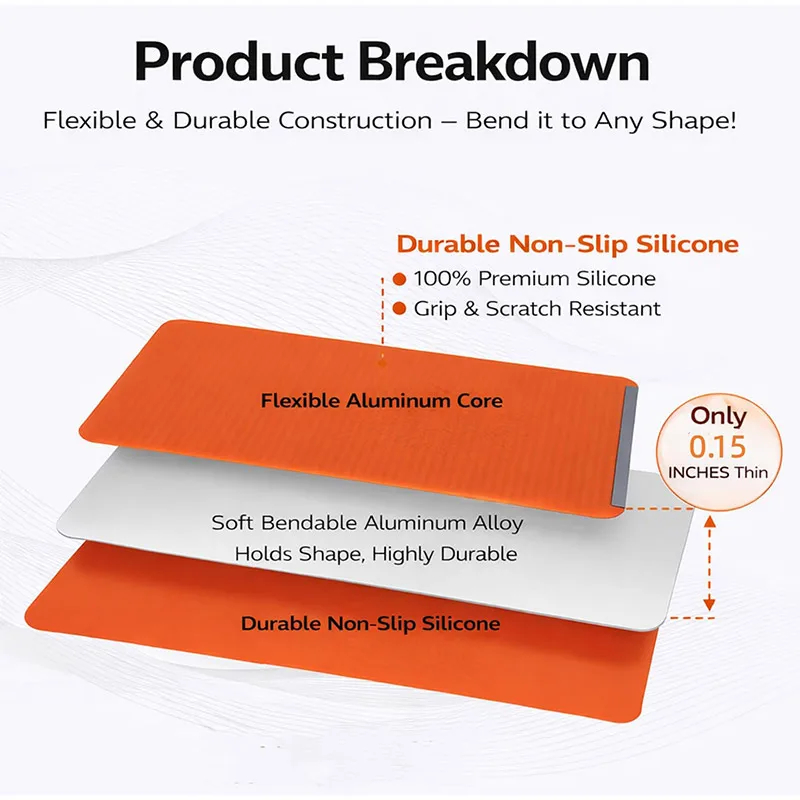 Flexible Silicone Aluminum Phone Holder Foldable Bendable Desktop Stand for iPhone, Android, Tablet 