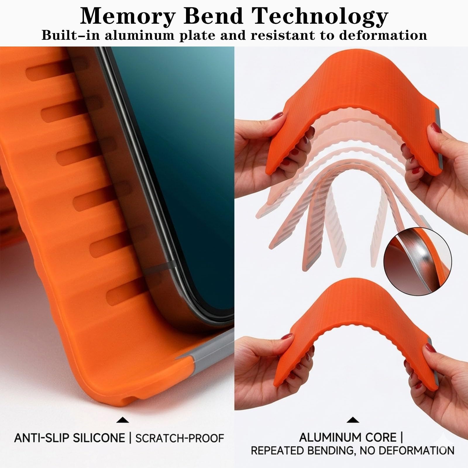 Flexible Silicone Aluminum Phone Holder Foldable Bendable Desktop Stand for iPhone, Android, Tablet 
