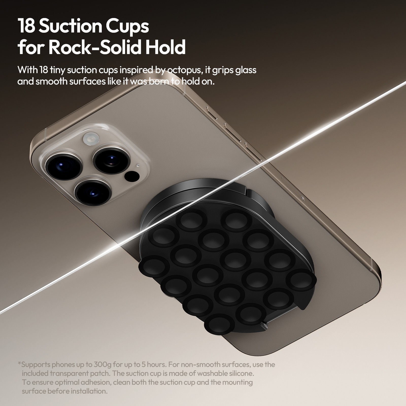 Magnetic Suction Cup Phone Holder Foldable Ring Stand with 18 Suction Cups