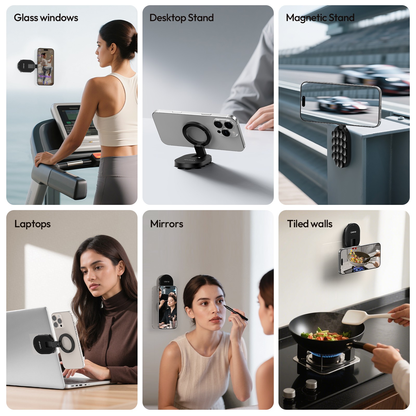 Magnetic Suction Cup Phone Holder Foldable Ring Stand with 18 Suction Cups
