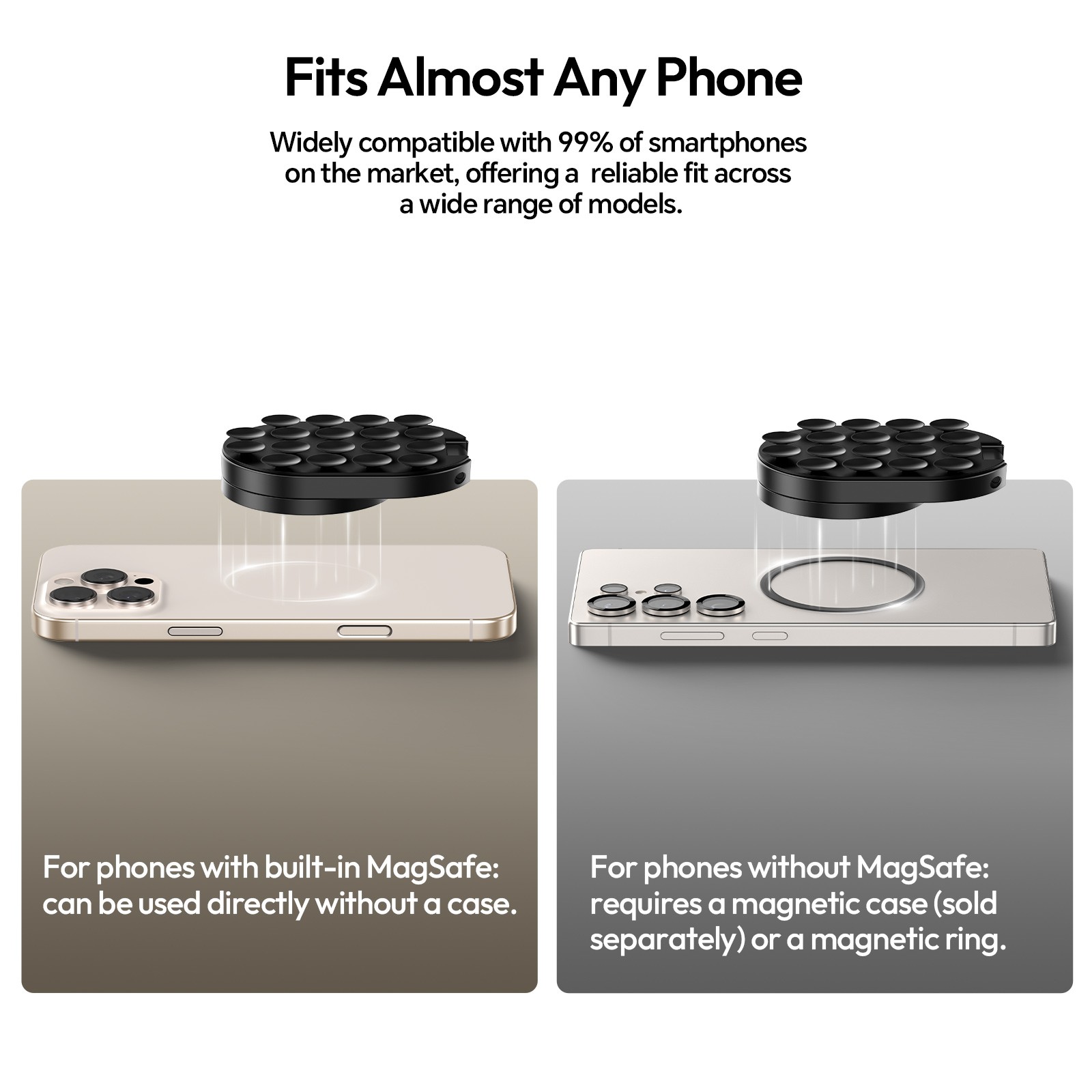 Magnetic Suction Cup Phone Holder Foldable Ring Stand with 18 Suction Cups