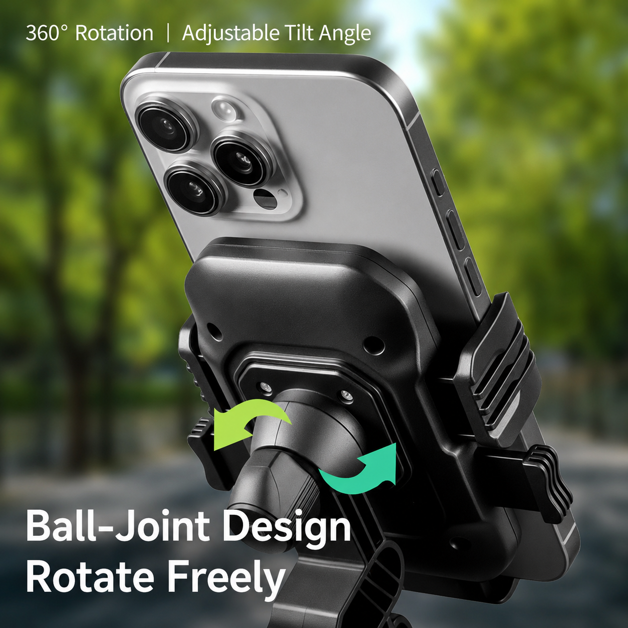 Motorcycle Phone Mount with Utility Hook One-Touch Lock Handlebar Phone Holder