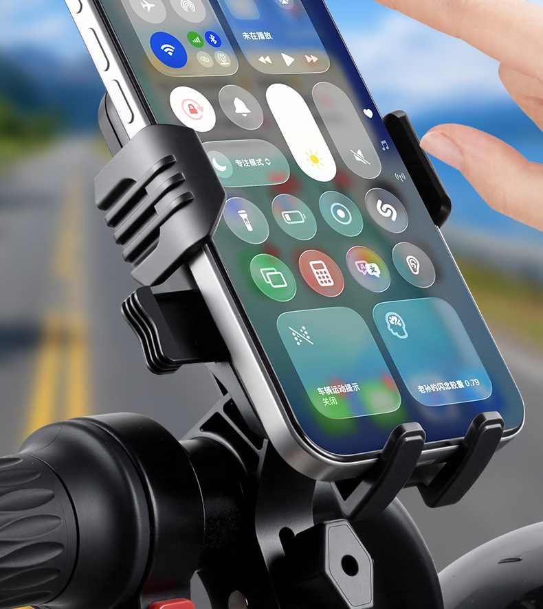 Motorcycle Phone Mount with Utility Hook One-Touch Lock Handlebar Phone Holder