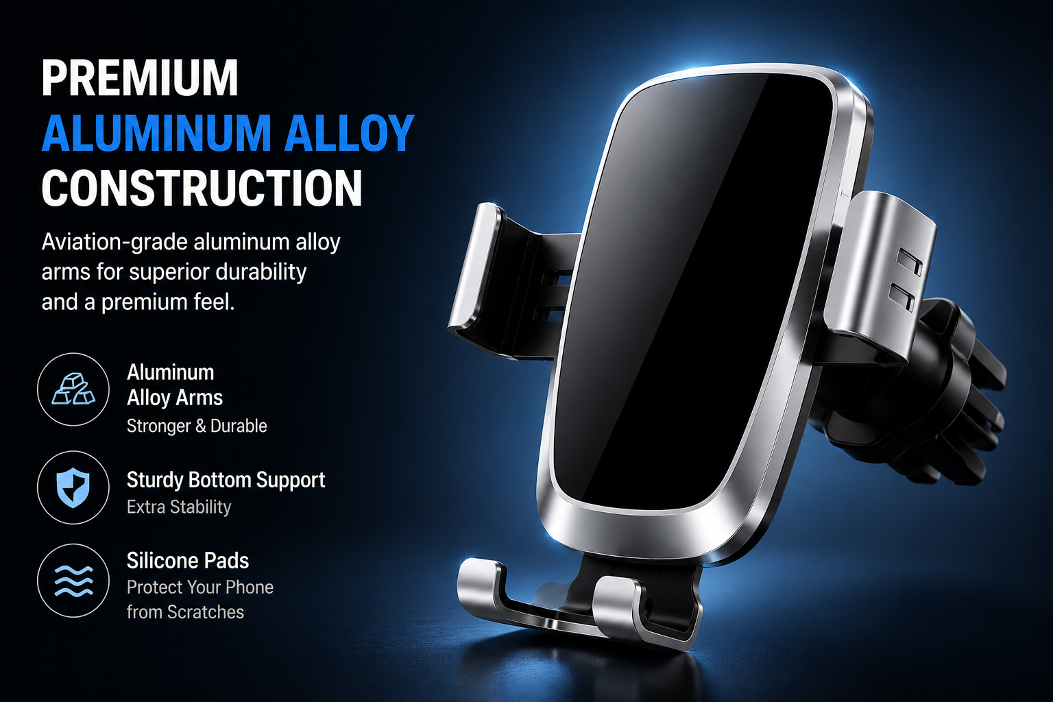 Premium Aluminum Alloy Gravity Car Phone Mount for Air Vent