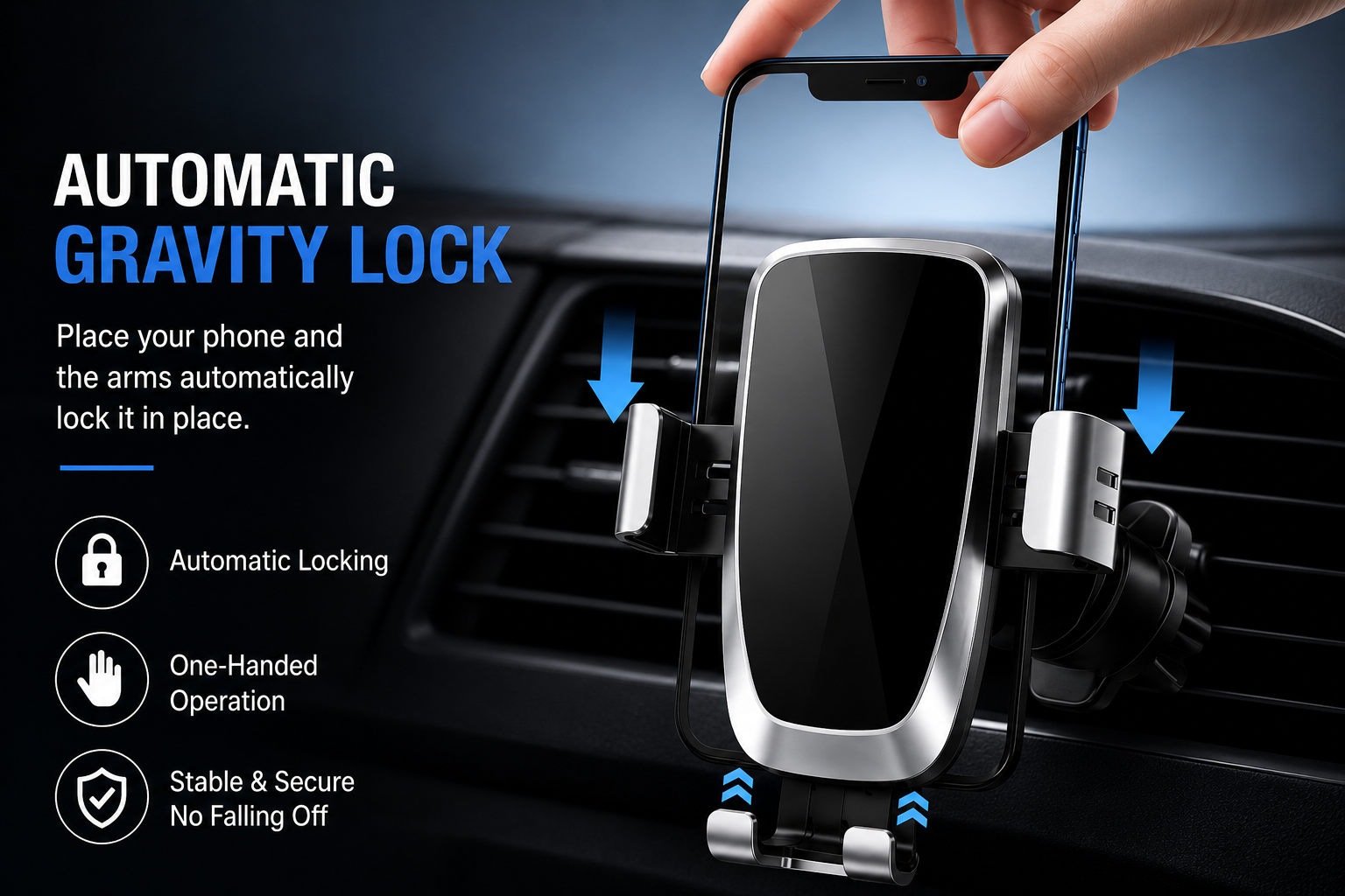 Premium Aluminum Alloy Gravity Car Phone Mount for Air Vent