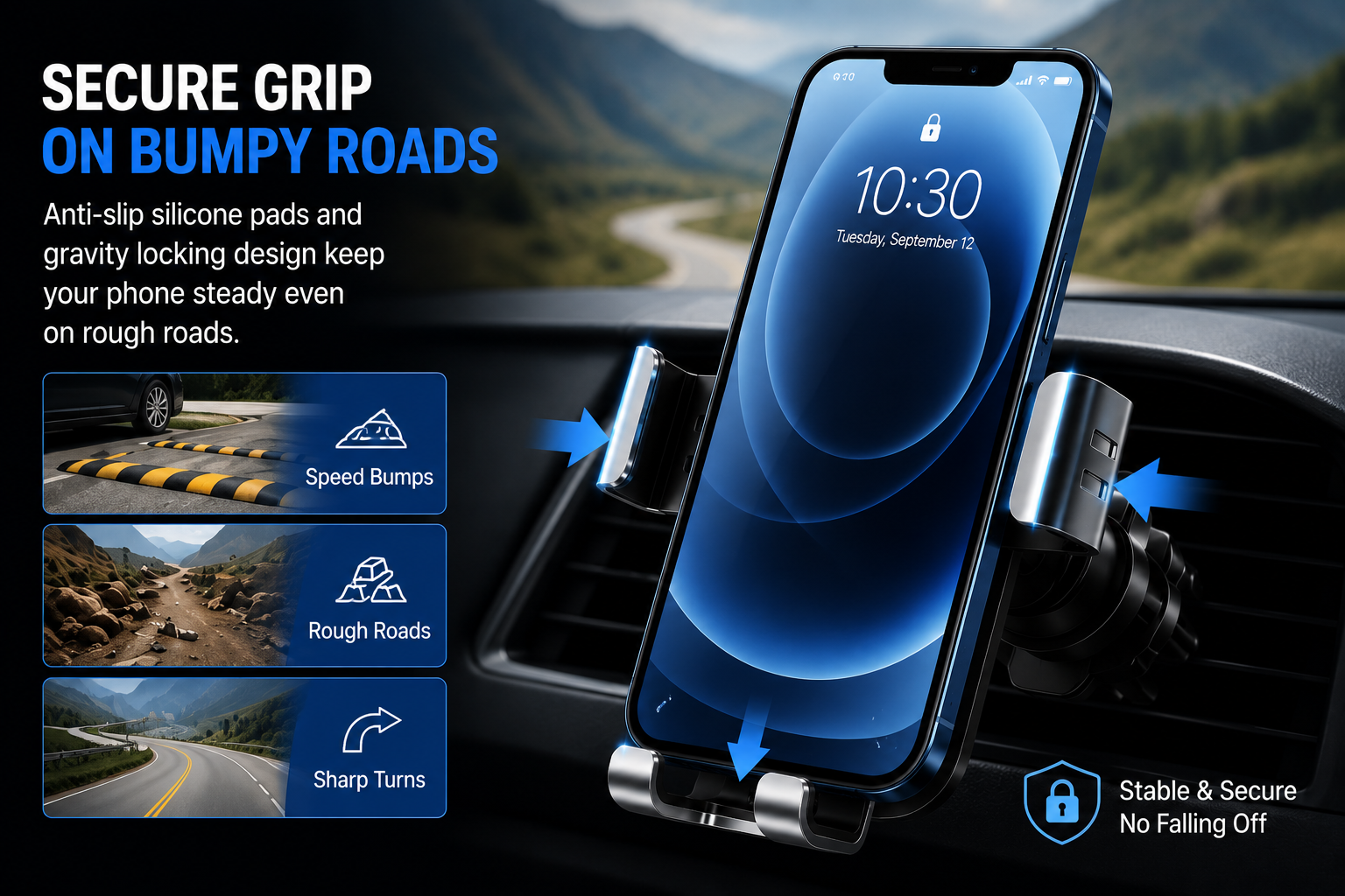 Premium Aluminum Alloy Gravity Car Phone Mount for Air Vent