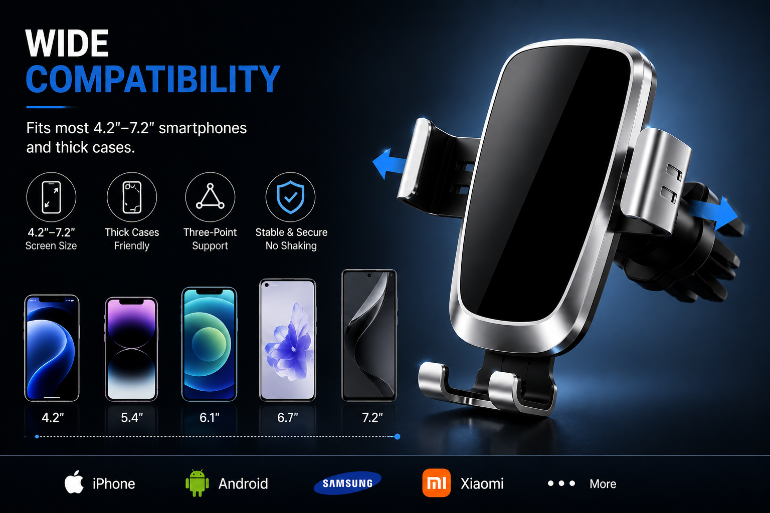 Premium Aluminum Alloy Gravity Car Phone Mount for Air Vent