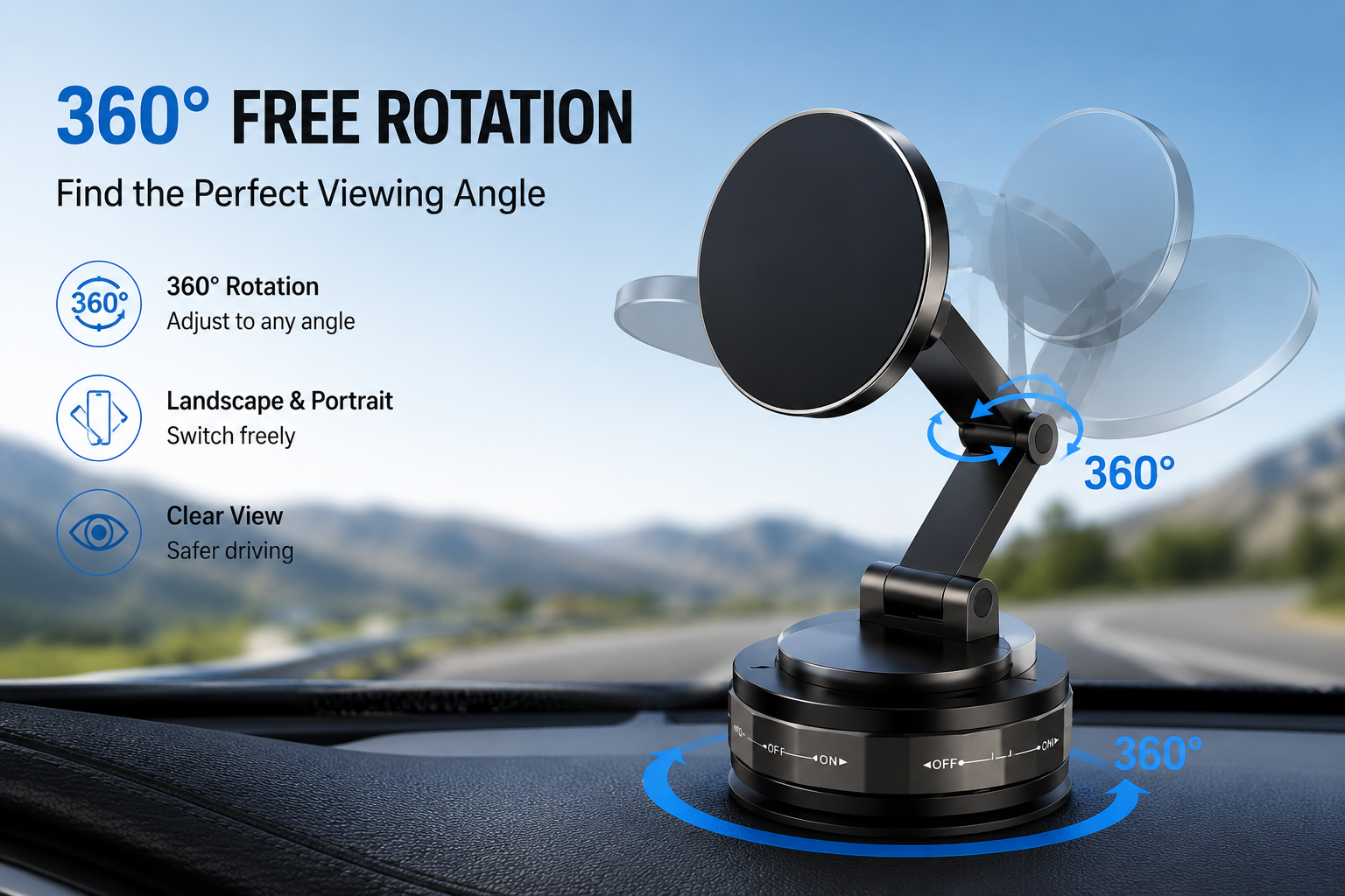 Vacuum Suction Magnetic Car Phone Holder