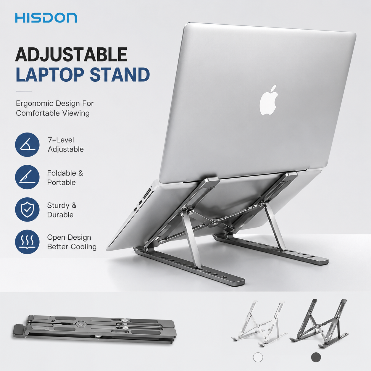 Adjustable Foldable Aluminum Laptop Stand for MacBook & Notebook