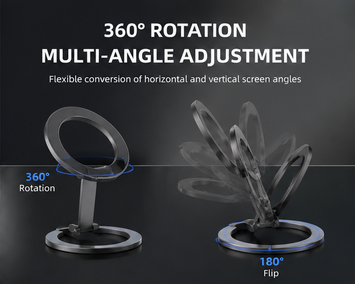 Foldable Dual-Sided Magnetic Phone Ring Stand