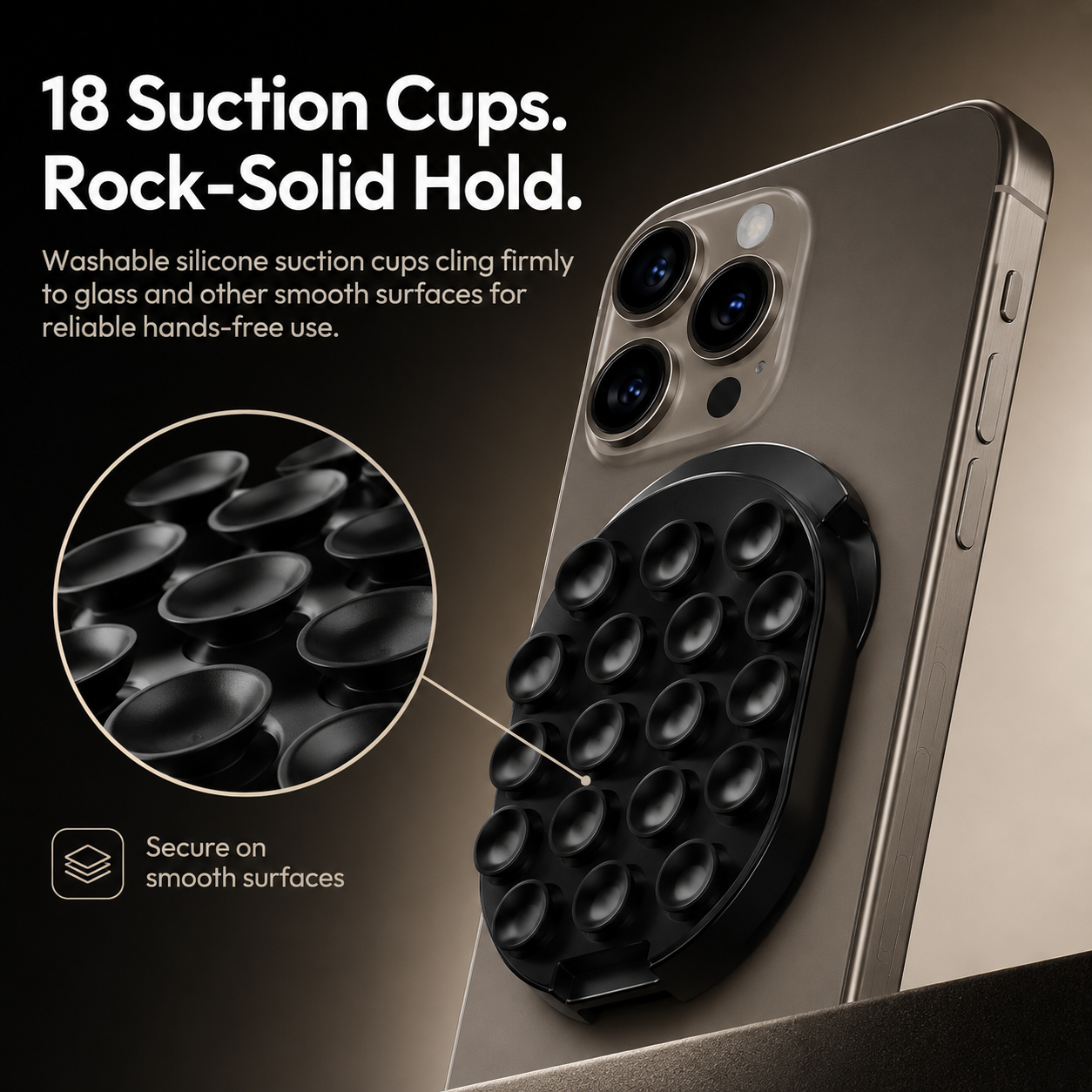 Magnetic Suction Phone Mount with 18 Cups  Foldable MagSafe Stand