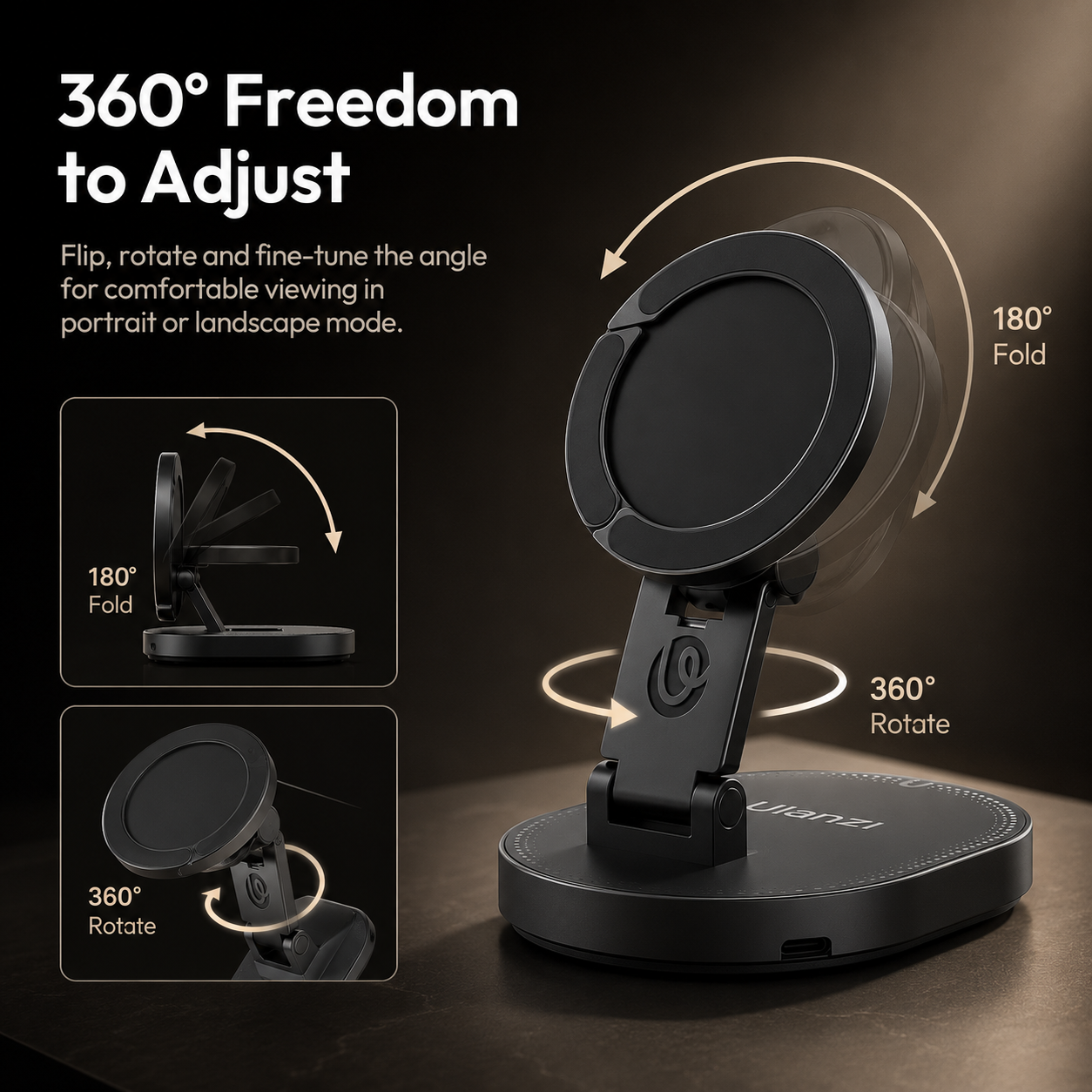 Magnetic Suction Phone Mount with 18 Cups  Foldable MagSafe Stand