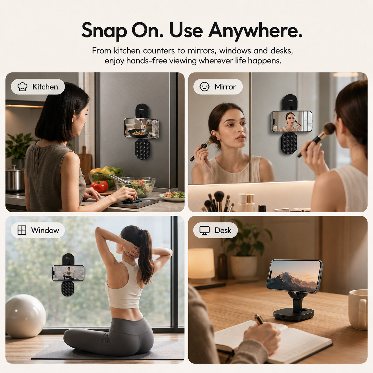 Magnetic Suction Phone Mount with 18 Cups  Foldable MagSafe Stand