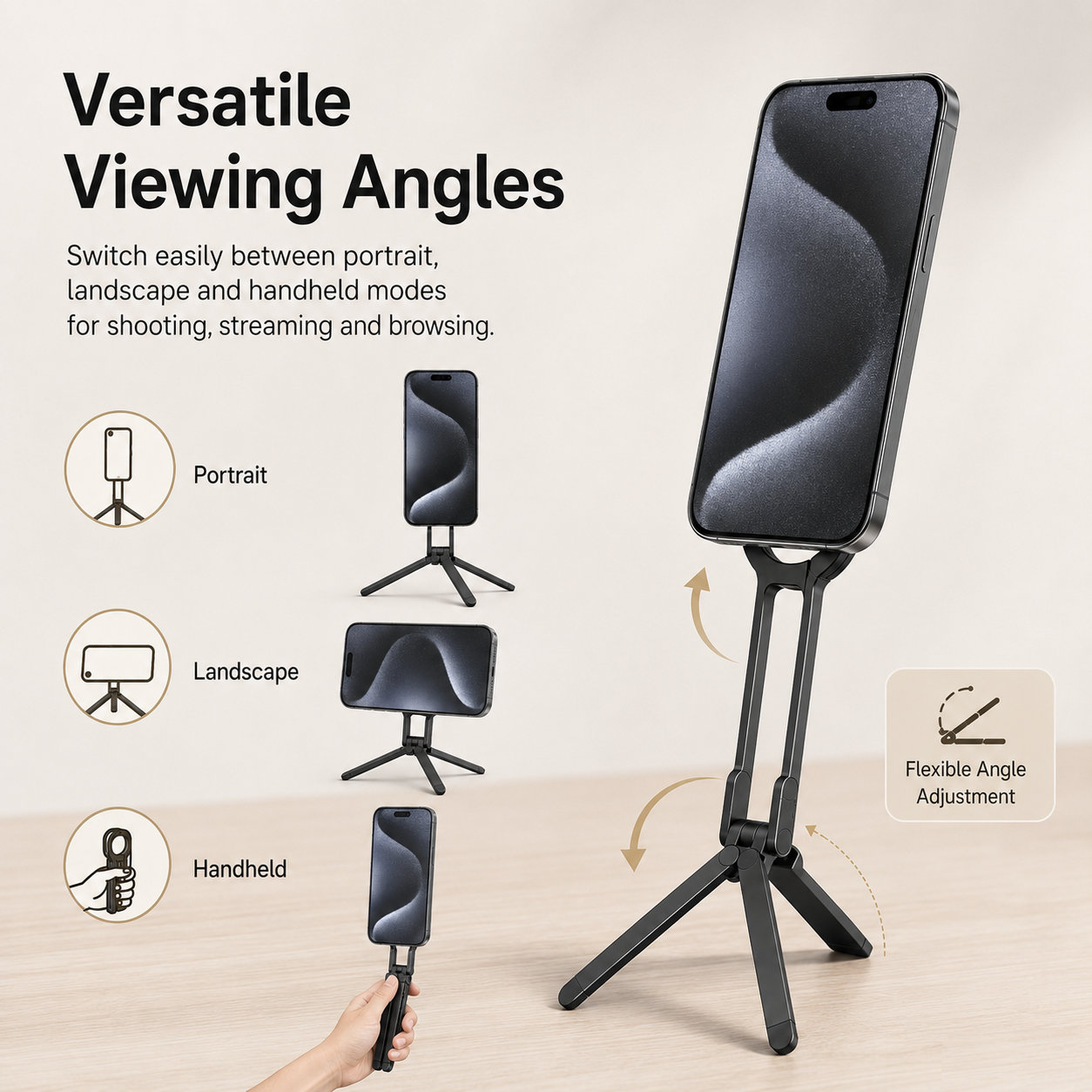 Ring Magnetic Folding Phone Stand with Tripod Legs  Portable Phone Mount