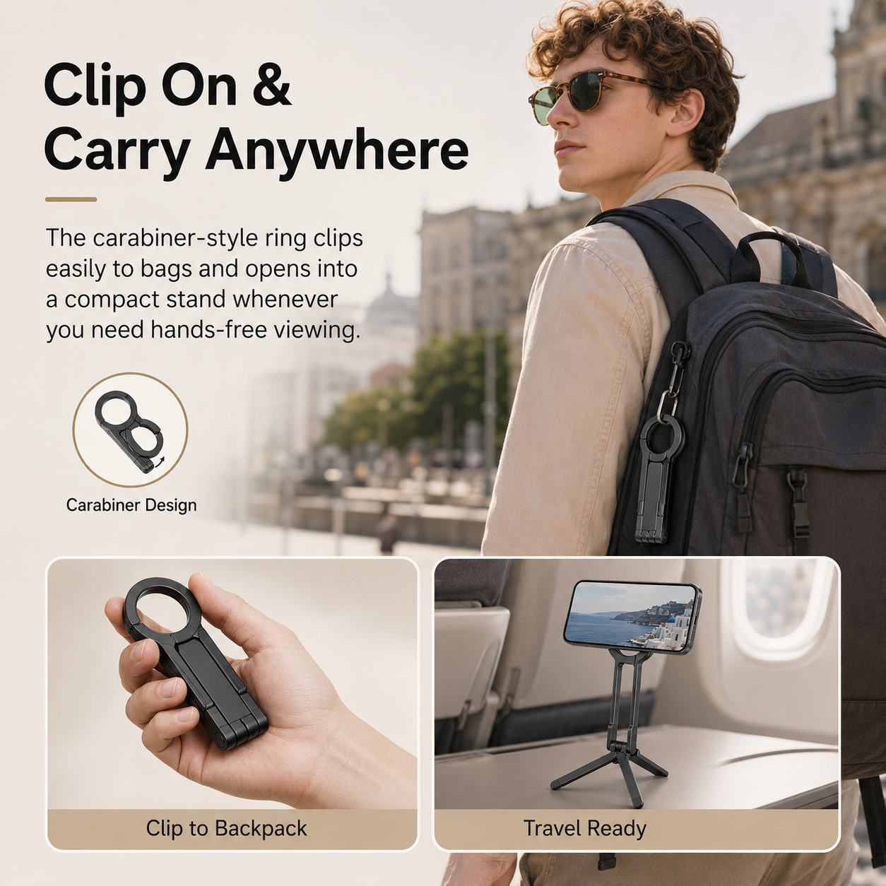 Ring Magnetic Folding Phone Stand with Tripod Legs  Portable Phone Mount