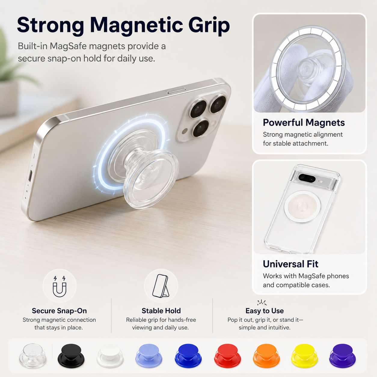 Custom Magnetic Phone Grip Stand for MagSafe
