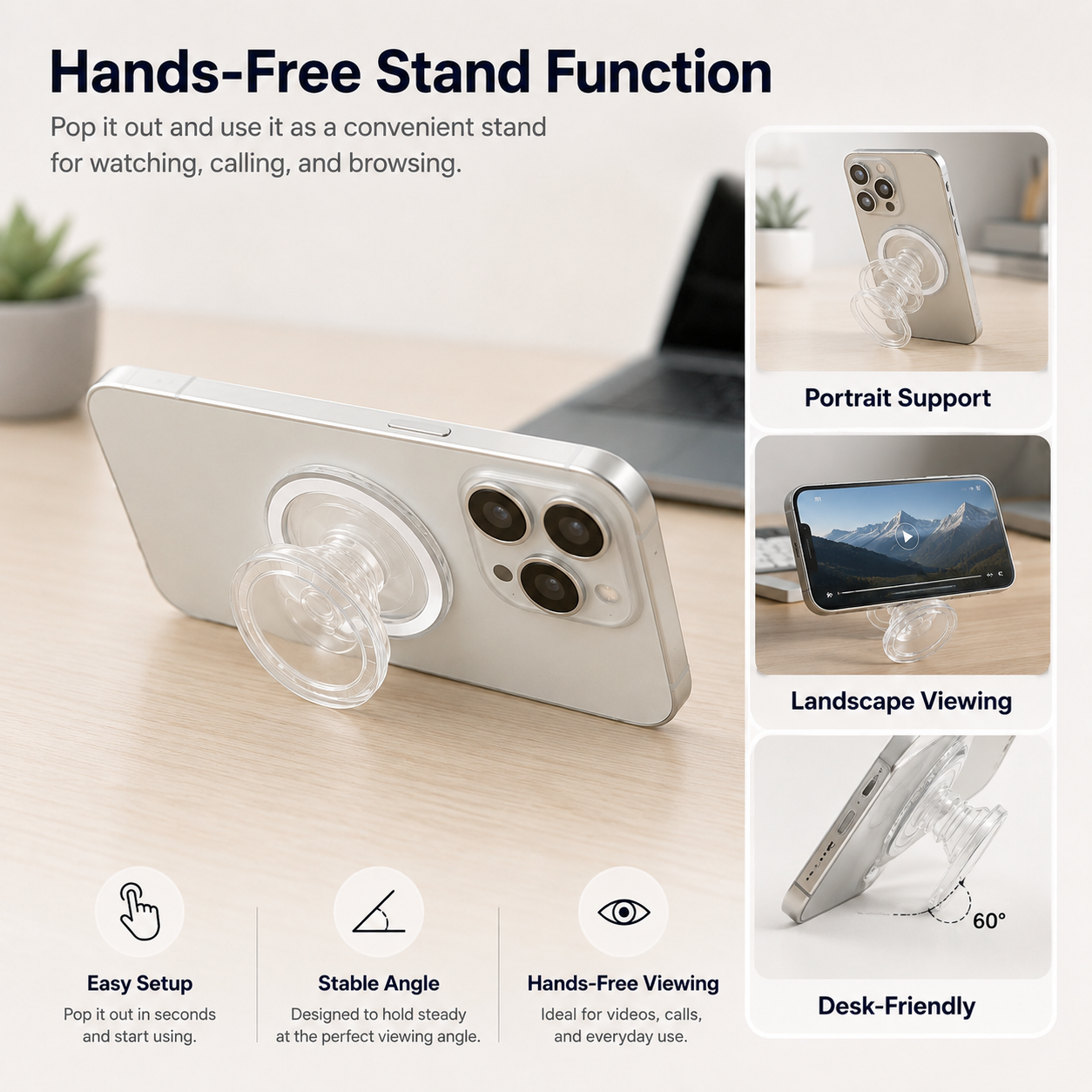 Custom Magnetic Phone Grip Stand for MagSafe